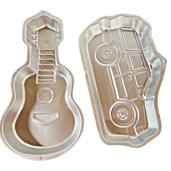 Vintage 90s Wilton Cake Pans Car Auto SUV 2015-2034 Guitar 2105-570 Travel Music - Picture 2 of 8